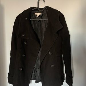 black faux pea coat